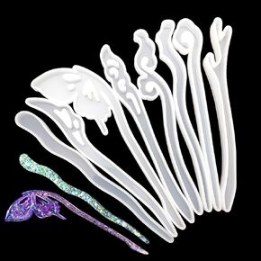 8 Pack Silicone Resin Casting Template, Irregular Hairpin Template for DIY Coasters, Jewelry Hairpin Holders, More Hairpin Decoration