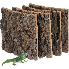 Yardwe 4 Pcs Cork Bark for Reptiles, Cork Terrarium Background Tank Decor Background Reptile Climbing Mat Habitat Decor for Spider Lizard Chameleon Turtle Bearded Dragon
