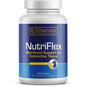 Rx Vitamins NutriFlex for Cats & Dogs - Glucosamine for Dogs Hip and Joint Supplement - with Bovine Collagen and Chondroitin - Joint Pain Relief & Anti Inflammatory for Dogs - Beef Liver (90 Chews)
