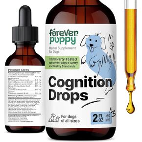 Cognition Drops for Dogs - Liquid Ginkgo Biloba & Lion's Mane Mushroom Supplement for Dogs' Brain Health Support - Cognitive Drops w/Ashwagandha Root for Brain Focus & Clarity - 4 oz