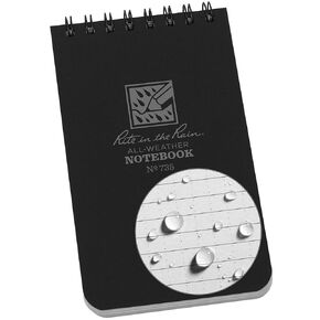 Rite in the Rain Weatherproof Top Spiral Notebook, 3" x 5", Black Cover, Universal Pattern (No. 735)
