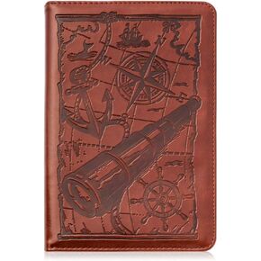 Maritime Writing Journal by SohoSpark, Refillable Faux Leather, Lined Personal Diary for Travel, 6x8.75 Notebook for Writers. Fountain Pen Safe with Lay-Flat Binding.