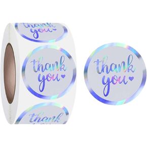 500pcs 1.5" Waterproof PVC Self-Adhesive Gold Foil Thank You Stickers - Ideal for Envelopes, Holiday Gift Packaging, Weddings and Parties, Versatile Personalized Custom Labels