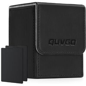 QUVGO Trading Card Storage Box for 1800+ Cards, Durable PU Leather with Strong Magnetic Closure, Fits MTG, Yu-Gi-Oh, Sports Cards, Includes 10 Dividers and 3 Foam Stoppers, Black & Blue