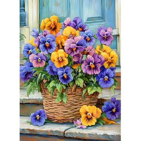 AIRDEA Flowers Diamond Art Painting Kits for Adults Beginners 5D DIY Round Full Drill Pansies Flower Diamond Art Kits Spring Diamond Art Painting Kits Diamond Picture Art,11.8x15.7inch(Pruple)