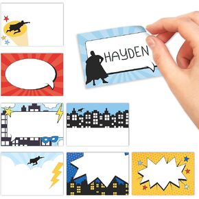 Hadley Designs 56 Superhero Name Tags for Classroom-Self Adhesive Sticker Name Tags for Kids, Name Labels for School, Nametags Labels for Classroom Labels for Teachers