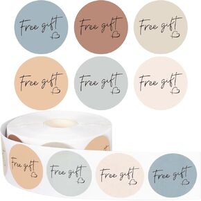 Whaline 1000Pcs Boho Gift Sticker Roll Morandi Style Self-Adhesive Gift Heart Stickers for Small Business 1.5 Inch Simple Elegant Round Seal Sticker Label for Envelopes Sealing Party Favor