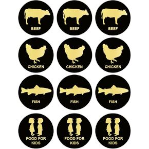 1.5 inch 300PCS Beef Chicken Fish Food for Kids Stickers Removable Stickers for Food Party
