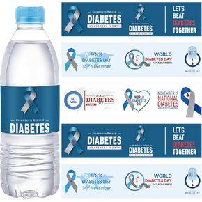 120 PCS مرض السكري التوعية الشهر ديكورات زجاجة ماء 8.6 "× 2" من النوع الأول للاضطراب التوعية بشهر الشهر. in Kuwait