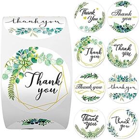 Greenery Frames Thank You Stickers,Ttdesefu 1Inch Round Boho Thank You Labels for Envelope Gift Bag Packaging Boutique,Perfect for Wedding, Anniversary and Birthday (500pcs)
