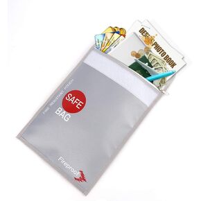 Fireproof Document Pouch 15" x 11" Money Safe - Fireproof Document Bag - Silicone Coated Fire Resistant Bag - Safe Storage for Money or Documents - Waterproof Safe for Documents