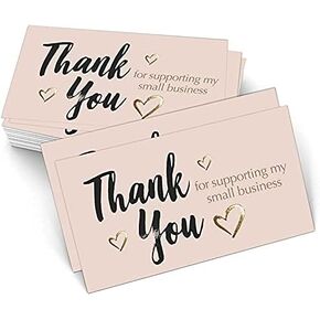 easykart labels 120 Thank You For Supporting My Small Business Cards, Gold Foil Business Card Size 3.5" x2", Thank You Cards for Online Retail Shop, Small Business, Customer Package Inserts