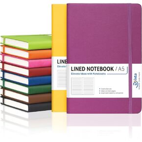 Hardcover Journals Bulk, 10 Packs A5 Lined Notebooks for Writing 200 Pages/100Sheets, 8.4 x 5.8 inch, 10 Colors Classic Ruled Notebook for Work/Note Taking/College