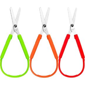 3 Pcs Mini Loop Scissors,Adapted Scissors for Kids,Right and Left Handed Scissors Kids,Safety Scissors for Children and Adults Special Needs