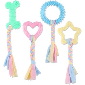 4 PCS PUPPY PUPPY TOYS FOR LEAFHER SMITHER ، خاتم التسنين الجرو ، ألعاب التسنين المتين من المطاط الناعم ، ألعاب الكلب الحبل ، لعبة تفاعلية مضحكة ، ألعاب جرو للجرى الصغيرة ، مجموعة ألعاب الكلب (النمط 2)