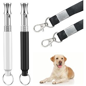 Mulyric 2 Pack Dog Whistle, Dog Whistle to Stop Barking Neighbors Dog, Dog Training Whistle, Dog Whistle to Stop Dog Barking with Lanyard (Black and White Whistle)