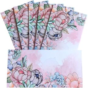 Jhintemetic® - Pack of 10 Elegant Pink Floral Shagun Envelopes - 18.5cm x 9.0cm Perfect for Weddings, Birthdays, and Special Occasions