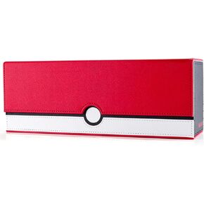 tombert Premium Deck Box Case for PTCG MTG, Large Capacity with 4 Dividers, Fits 800+ Sleeveless Cards or 500+ Sleeved Cards TCG Trading Card Games(Red & White)