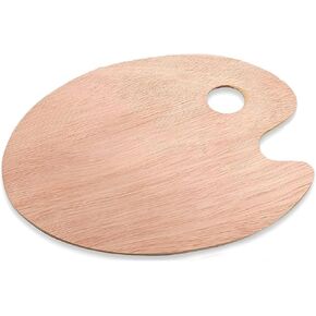 2 Pack Wooden Paint Palette - Wooden Oval-Shaped Artist Painting Palette with Thumb Hole - Wood Paint Color Mixing Tray - Easy Clean, Mix Acrylic, Oil, Watercolor