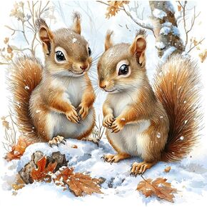 Fabric Panel 8"x8" Squirrels 100% Cotton Quilting Sewing Block R146