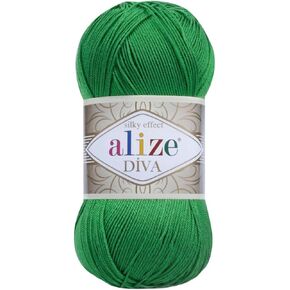 Alize Diva Silk Effect 100% Microfiber Acrylic Yarn 1 Ball skeins 100gr 383yds Color (123 - Emerald)