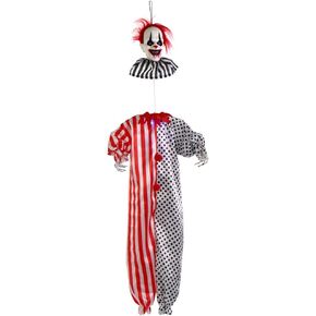 Haunted Hill Farm Floating Clown Animatronic with Creepy Sounds and Blue Chest Light for Scary Hanging Halloween Decoration