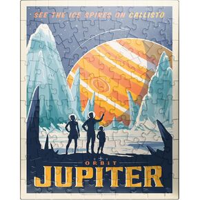 MyPuzzle Jupiter: Ice Spires of Callisto, Vintage Poster - Premium 500 Piece Jigsaw Puzzle for Adults