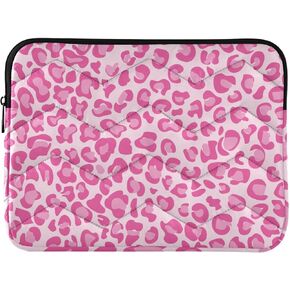 Laptop Sleeves Pink Leopard Print Animal Quilted Briefcase Protective Case Laptop Bag for 13-14 inch Notebook