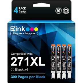E-Z Ink Compatible Ink Cartridge Replacement for Canon CLI-271XL CLI-271 XL CLI271XL 271XL 271 to use with MG5720 MG5722 MG6820 MG6821 MG6822 MG7720 TS6020 TS9020 TS8020 Printer (4 Black)