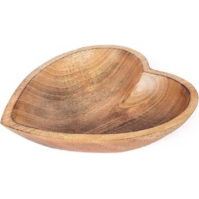 WitnyStore 10" Heart Shaped Bowl - Functional and Collectible Bowl - Handcrafted Wooden Bowl for Serving Candy Nuts Desserts Fruits or Accent Decor Gift for Any Occasion, Freckles Black & White