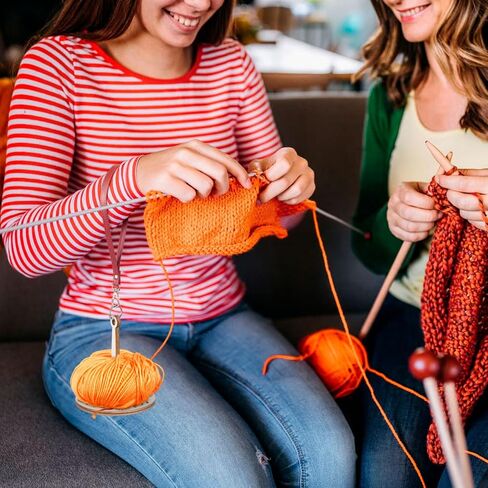 CustomyLife Wrist Yarn Holders with Leather Wristbands, Portable Yarn Ball Minder Red Wooden Yarn Storage Bags Organizer Spinner for Knitting Supplies Crocheting Craft Lover in Saudi Arabia