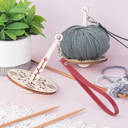 CustomyLife Wrist Yarn Holders with Leather Wristbands, Portable Yarn Ball Minder Red Wooden Yarn Storage Bags Organizer Spinner for Knitting Supplies Crocheting Craft Lover in Saudi Arabia