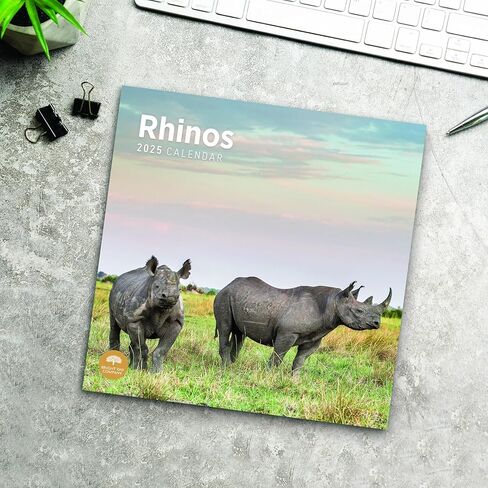 Bright Day Calendars 2025 Rhinos Monthly Wall Calendar - Cute Nature Photography Gift (12 x 12 Inch) in Saudi Arabia