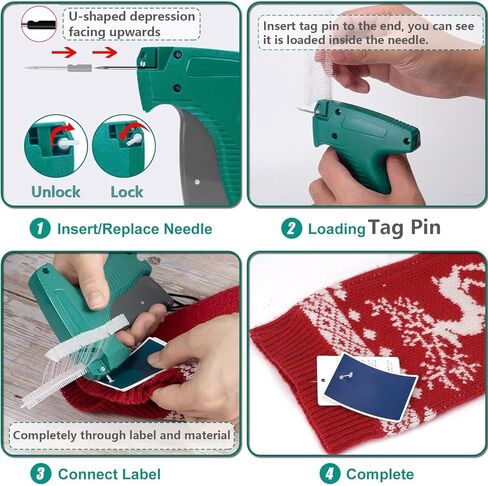 Tagging Gun for Clothing, Price Tag Gun for Clothes Labeler, Standard Retail Tagging Gun, Tag Attacher Machine, Garment Tagging Gun with 6 Needles, 3000pcs Barbs Fasteners, Hard Case (Not Mini Stitch) in Saudi Arabia