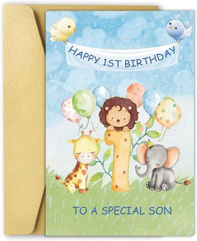 بطاقة عيد ميلاد OJSensai الأولى للحفيد ، هدايا عظيمة واحدة من Bday من Grandma Grandpa ، أفضل أفكار هدايا يوم واحد لحفيد عام واحد in Kuwait
