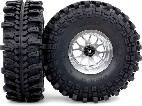 HOBBYSOUL 4pcs -10.5mm Negative Offset 1.9 Beadlock Wheels and Tires, 121mm Tall 1.9'' tyre and Rims for 1/10 RC Mud Crawler SCX10 TRX4 Gen8 Upgrades in Kuwait