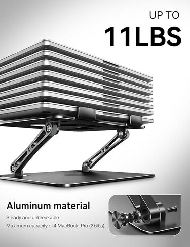 حامل كمبيوتر محمول قابل للتعديل مع IVOLER مع قاعدة دوارة 360 درجة ، وقصة كمبيوتر محمول مريحة للمكتب ، قابلة للطي ومحمول. in Kuwait