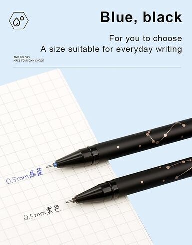 Gel Ink Pens 12PCS Erasable, with Eraser 0.5mm Fine Point Black/Blue 12 Constellations Ink Medium Point Creativity for Journaling Writing Drawing Office Home School (Black) in Saudi Arabia