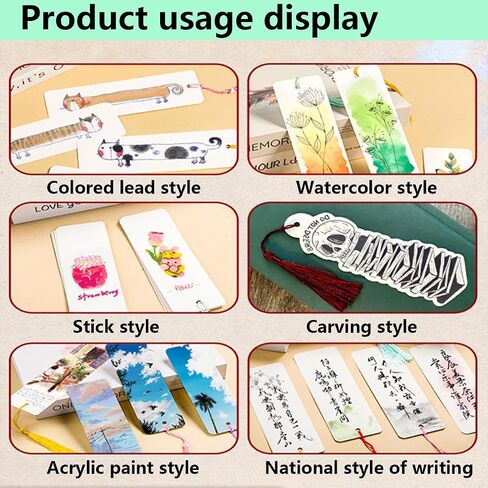 80 pcs Kraft Paper Blank Cardstock Bookmark Making Kit with Custom Bookmark, Dried Flowers for Crafts, and Bookmark Tassels, White, (40Pcs Bookmarks with 40 Tassels) (Rectangular) in Saudi Arabia