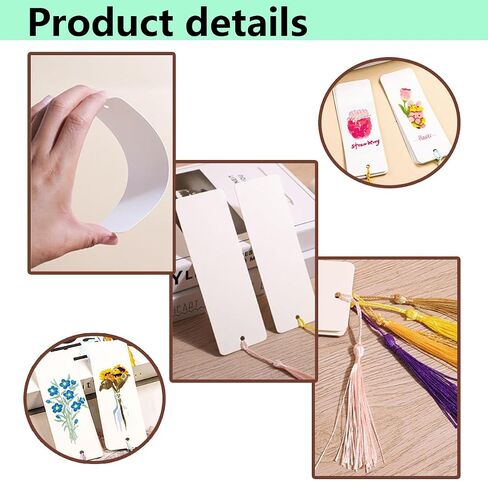 80 pcs Kraft Paper Blank Cardstock Bookmark Making Kit with Custom Bookmark, Dried Flowers for Crafts, and Bookmark Tassels, White, (40Pcs Bookmarks with 40 Tassels) (Rectangular) in Saudi Arabia