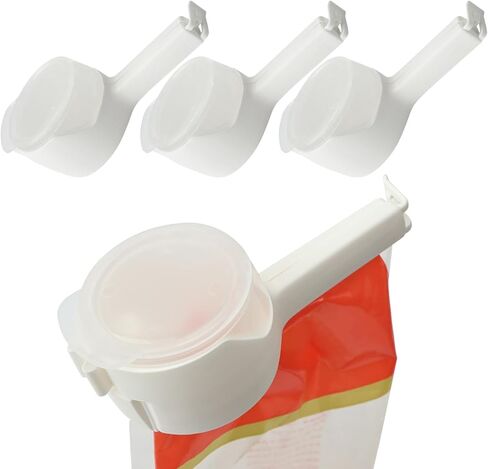 4Pcs Food Bag Sealing Clip with Pour Spout, Food Bag Clips with Pour Spout,Reusable Food Storage Sealing Clips with Pouring Spouts for All Food or Cat/Dog Food Storage(white) in Saudi Arabia