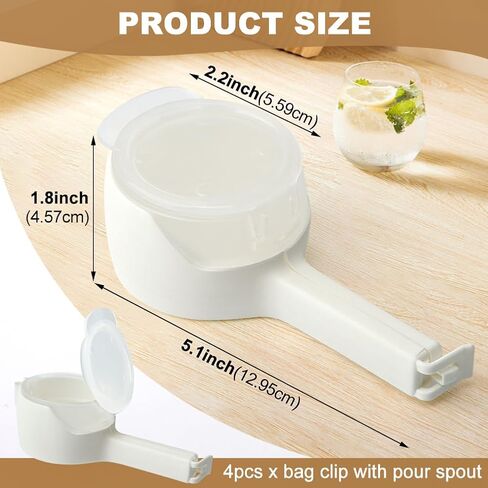 4Pcs Food Bag Sealing Clip with Pour Spout, Food Bag Clips with Pour Spout,Reusable Food Storage Sealing Clips with Pouring Spouts for All Food or Cat/Dog Food Storage(white) in Saudi Arabia