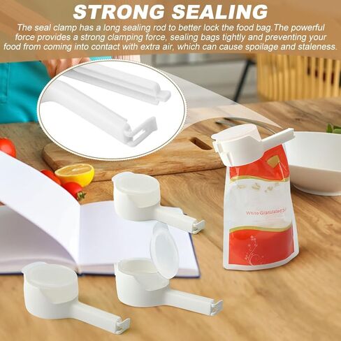 4Pcs Food Bag Sealing Clip with Pour Spout, Food Bag Clips with Pour Spout,Reusable Food Storage Sealing Clips with Pouring Spouts for All Food or Cat/Dog Food Storage(white) in Saudi Arabia