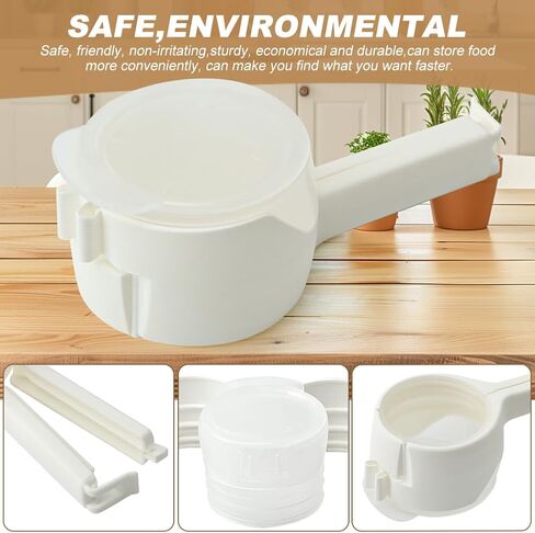 4Pcs Food Bag Sealing Clip with Pour Spout, Food Bag Clips with Pour Spout,Reusable Food Storage Sealing Clips with Pouring Spouts for All Food or Cat/Dog Food Storage(white) in Saudi Arabia