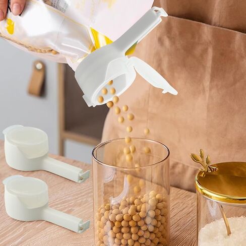 4Pcs Food Bag Sealing Clip with Pour Spout, Food Bag Clips with Pour Spout,Reusable Food Storage Sealing Clips with Pouring Spouts for All Food or Cat/Dog Food Storage(white) in Saudi Arabia