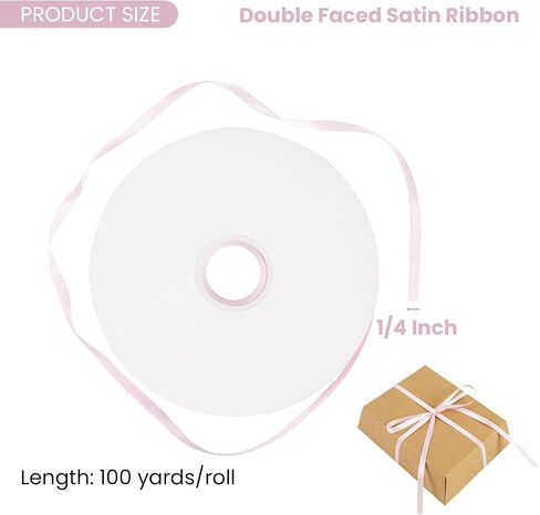 Double Face White Satin Ribbon 1/4 inch X 100 Yards, Thin Ribbon Craft Fabric Ribbon Polyester Ribbons for Gift Wrapping, Wedding, Bow Making, Wreath, Holiday Decoration, DIY Sewing (White) in Saudi Arabia