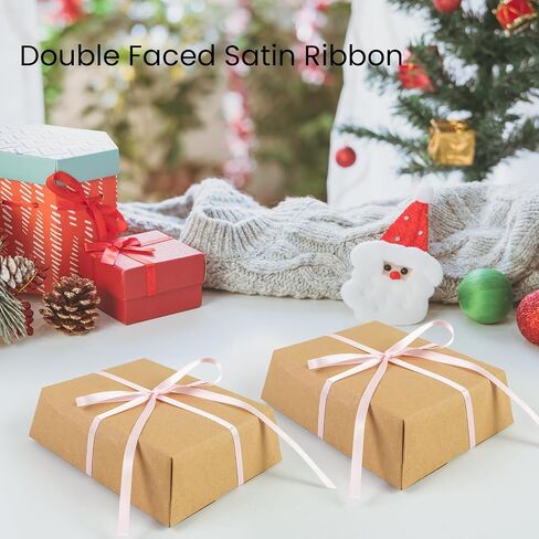 Double Face White Satin Ribbon 1/4 inch X 100 Yards, Thin Ribbon Craft Fabric Ribbon Polyester Ribbons for Gift Wrapping, Wedding, Bow Making, Wreath, Holiday Decoration, DIY Sewing (White) in Saudi Arabia