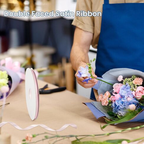 Double Face White Satin Ribbon 1/4 inch X 100 Yards, Thin Ribbon Craft Fabric Ribbon Polyester Ribbons for Gift Wrapping, Wedding, Bow Making, Wreath, Holiday Decoration, DIY Sewing (White) in Saudi Arabia