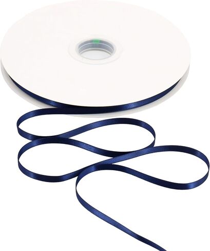 Solid Color Satin Ribbon 1/4 inch x 100 Yards Roll Navy Double Faced for Gift Wrapping Crafts Wedding Decoration, Wedding Invitation Card, Birthday Party Decoration in Kuwait