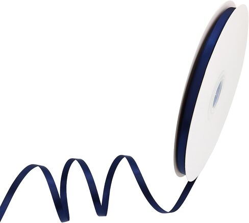 Solid Color Satin Ribbon 1/4 inch x 100 Yards Roll Navy Double Faced for Gift Wrapping Crafts Wedding Decoration, Wedding Invitation Card, Birthday Party Decoration in Kuwait
